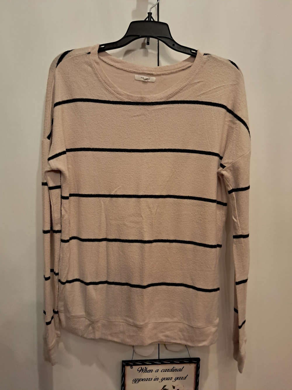 Maurices Striped Lightweight Long-Sleeve Top - Cream with Black Stripes
